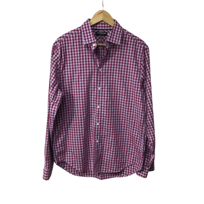 Country Road Mens Size M Pale Blue / Red Checked Regular Fit Long Sleeve Shirt