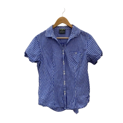 Kathmandu Womens  Size 14 Short Sleeve Shirt Blue / Gingham 