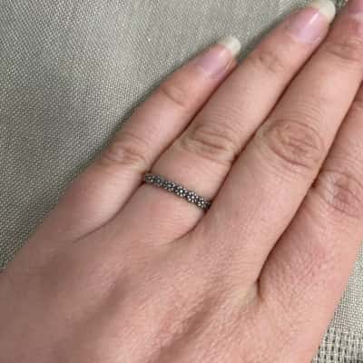  Womens 925 Silver Flower Band Ring