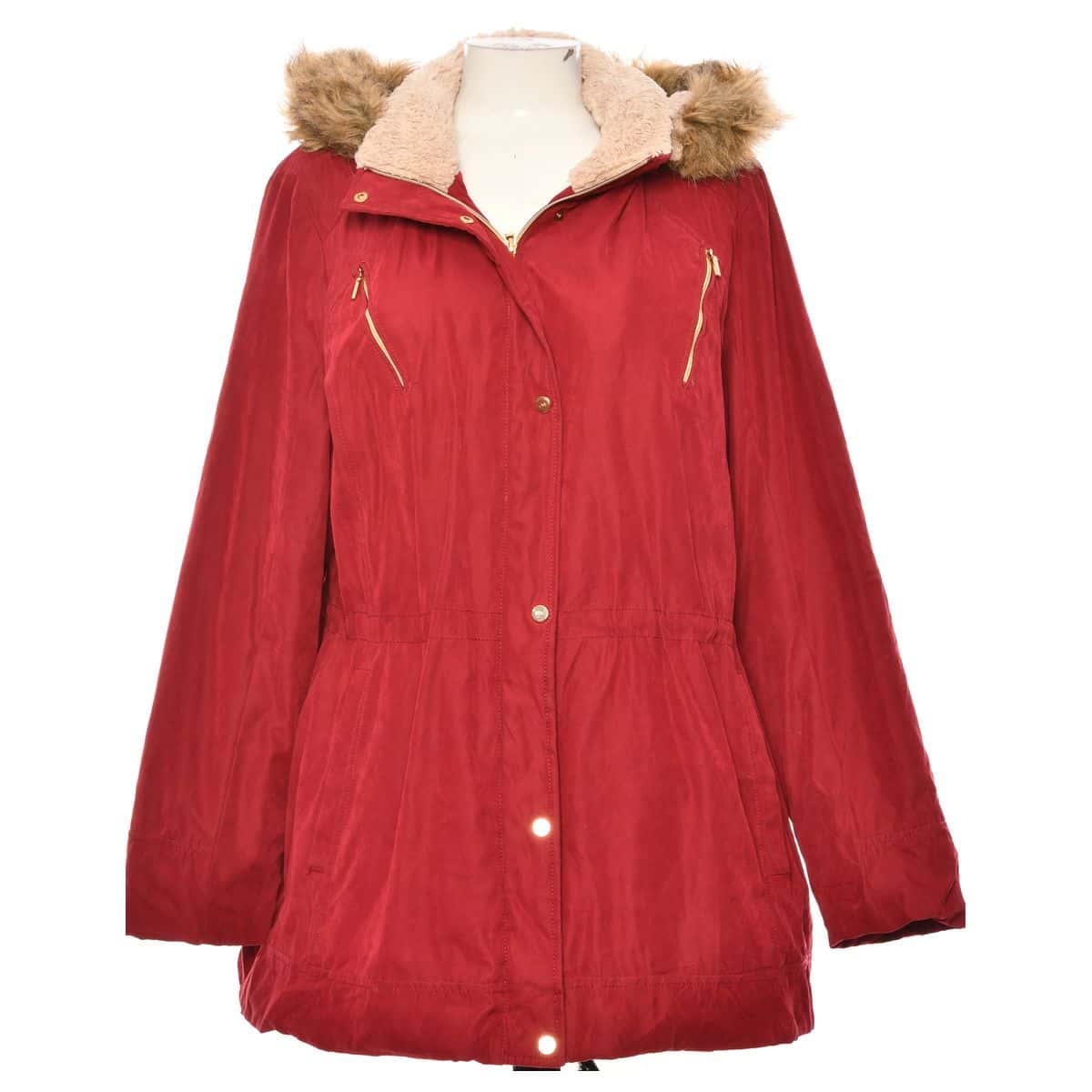 Jones New York Womens Size XXL Fleece Lined Hood Padded Jacket Red(s)
