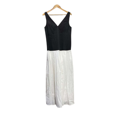 Dissh Womens  Size 12 Cotton Linen Maxi Dress Black  / White 