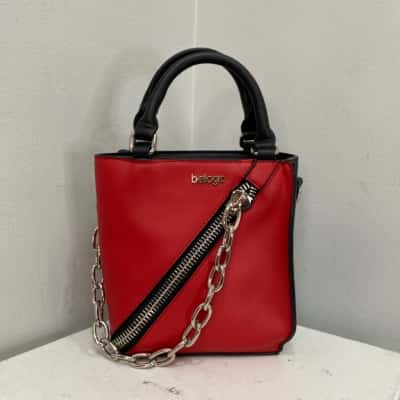 Bellagio Womens Mini Handbag Black / Red / Silver 
