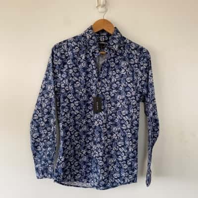 Connor Blue Floral Long Sleeve Shirt Size XS