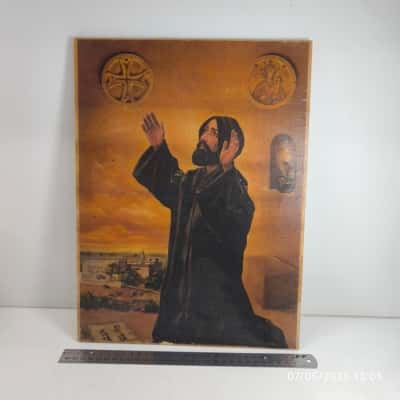 Unframed Religious Print on Wood 