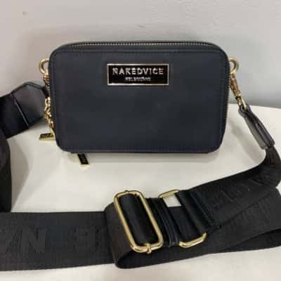 Nakedvice “The Lexi” Cross Body Bag / Handbag Black  / Gold 