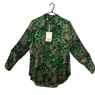 *Brand New* Motto Green Animal Print Silky Long Sleeve Shirt Size 12 
