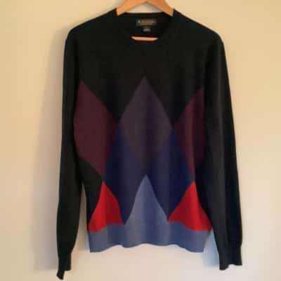 Vintage* Brooks Brothers.  Geometric Argyle Extra Fine Merino Crew.   Size L 