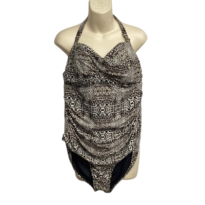 Artesands Womens  Size 16 D/DD Leopard Print Botticelli Bandeau One Piece with halter strap