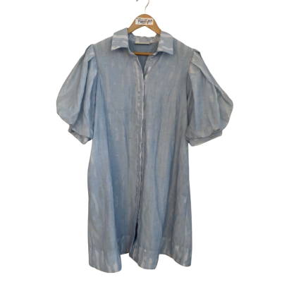 Copenhagen Muse Womens  Size M Midi Dress / Short Sleeve Dress  Blue / White 