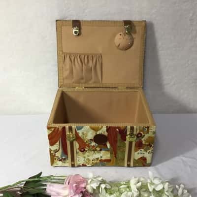 Large Decorative Japanese Pattern Sewing Basket