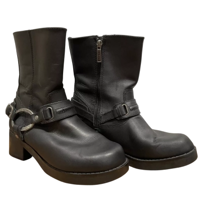Harley Davidson Christa Black Leather Harness Boots US7 EUR38 UK5