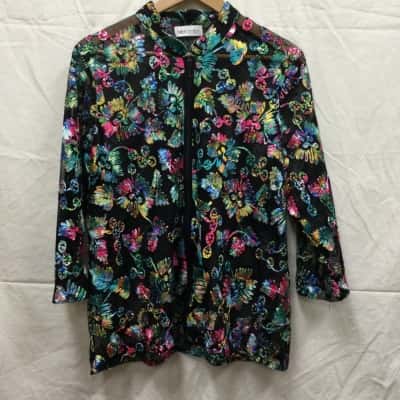 Fella Hamilton Womens Size 14 Black Embroidered Jacket