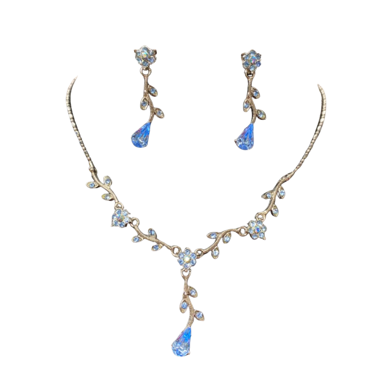 Blue Sterling Silver Floral Pendant Necklace 42cm Long Elegant Women Jewelry Gift main image 1