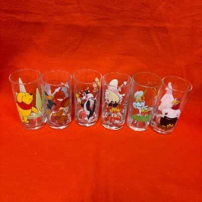 Set of 6 Vintage Glasses 1990’s Promotional Tumblers