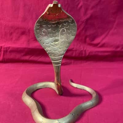Brass Carve Lucky Cobra Standing Statue