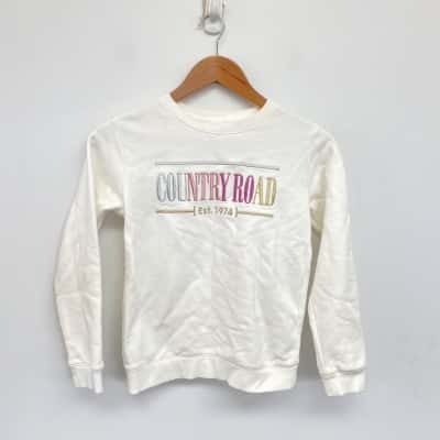 Country Road Kids White Logo Print Jumper Size 10