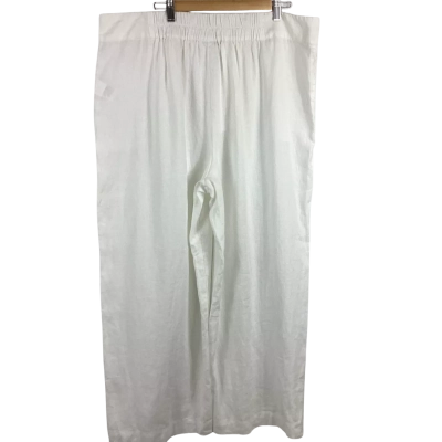 Susan Women’s Wide Leg Linen Pants - White Size 20