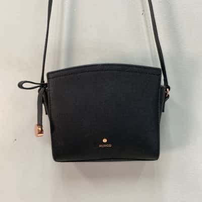 Mimco Womens Small Leather Shoulder Bag Black  / Rose Gold 