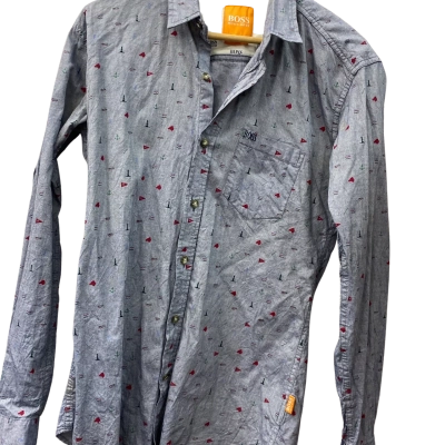Hugo Boss Mens  Size L Long Sleeve Shirt Grey 