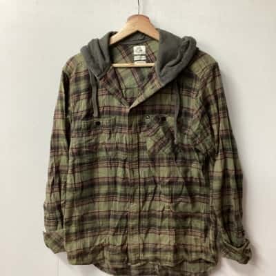 Quicksilver Mens  Size S  Hooded Flannel Shirt E