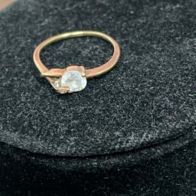  Womens Ring rose gold plated, Stirling Silver with crystal stone. 