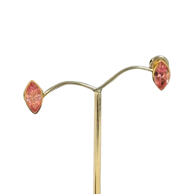 9 ct. (375) Gold Earrings with Pink Swarovski Diamond Shaped Crystals