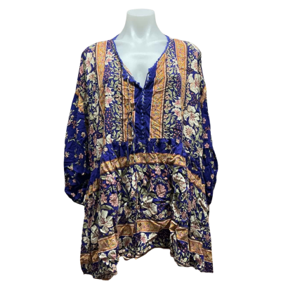 Jaase Womens Size XL Long Sleeve Top Blue / Multicoloured 