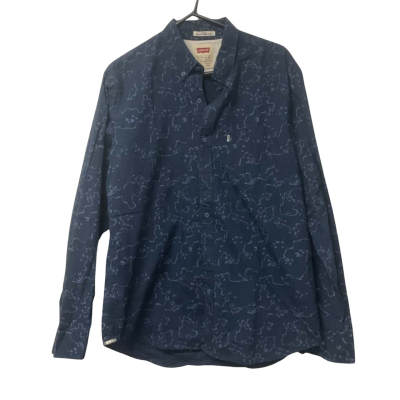 Mens Levi's Size XL Navy Blue Patterned Long Sleeve Shirt