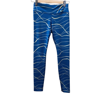 Nike Dri-Fit Teal/Metallic Gold Patterned Leggings Size S 