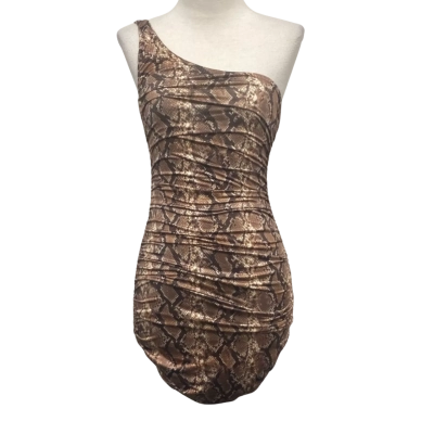 Missguided Womens Sankeskin Print One Shoulder Mini Dress - Size 10 - *BRAND NEW WITH TAGS!
