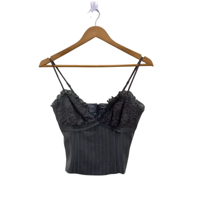 Princess Polly Womens  Size 8 Corset Top Grey / Pinstriped