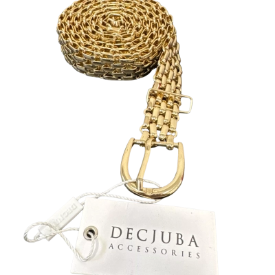 Decjuba Womens One Size Metallic Mesh Chain Belt Gold Tone