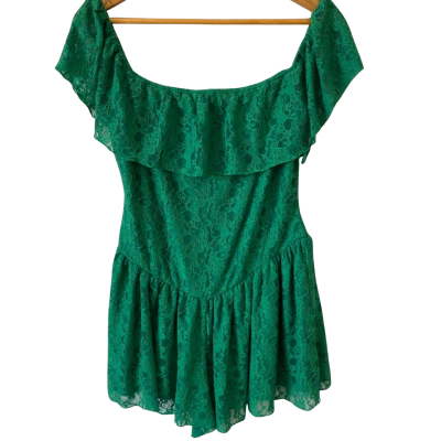 Ally Fashion Womens Size 14 Lace Playsuit Green 