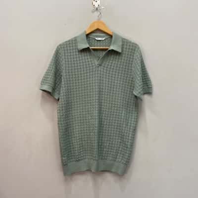 Yd. Mens  Size S Knit Polo Top Sage Green 