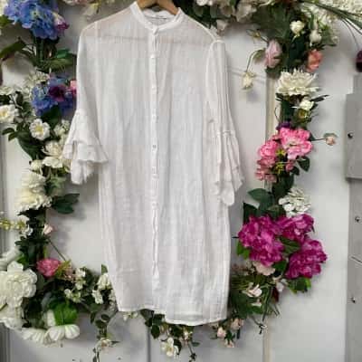 Morrison Womens  Size 1 Shirt Dress White 