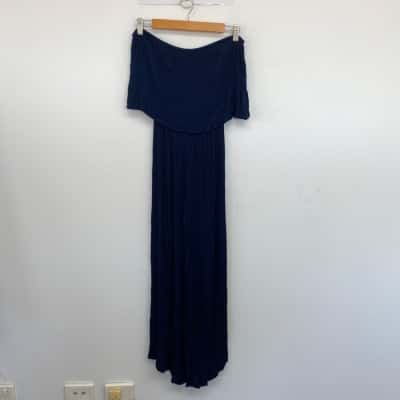 Lulu & Bird Blue Strapless Jumpsuit One Size 