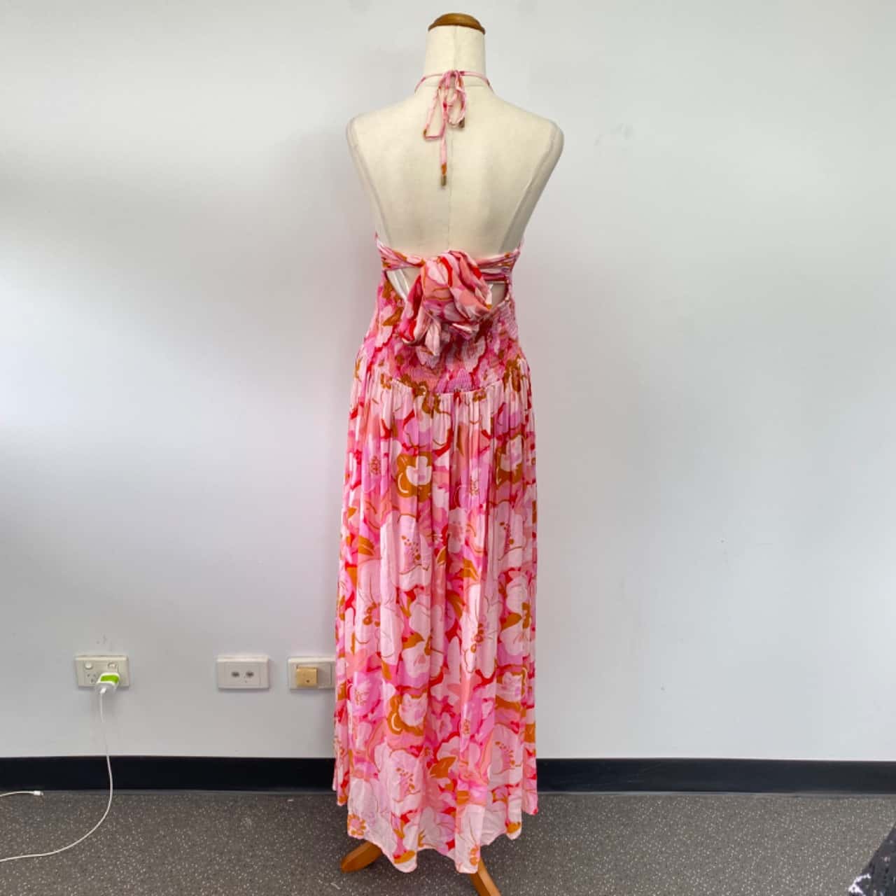 open lace back dress Ombre Halter Neck Maxi Dress
