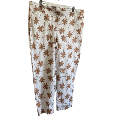 “Sportscraft” Womens  long pattern PLAM TREE PANTS -Size 18 Brown / White 