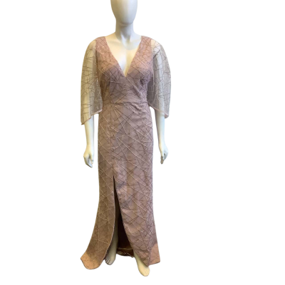 Bariano Women's Size 18 Short Sleeved Beaded Gown Blush 