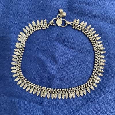  Womens vintage Indian silver Anklet 24cm