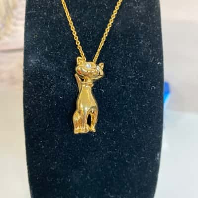 Vintage Avon Articulated kitty Cat Necklace 