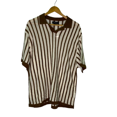 Cotton On Mens  Size XL Short Sleeve T-shirt Beige / Brown / Striped 
