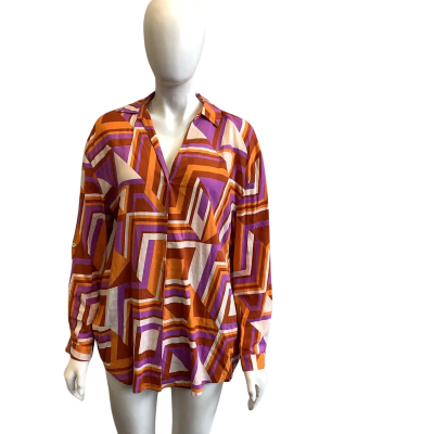 BNWT Mister Zimi Women's Size S Beach Shirt Disco Geo Print 