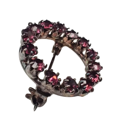 Immaculate Mid-Last Century 'Lotte' Rhinestone Brooch 3cm Diameter In Original Box