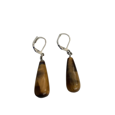  Womens Tigers Eye Teardrop Gemstone Earrings 
