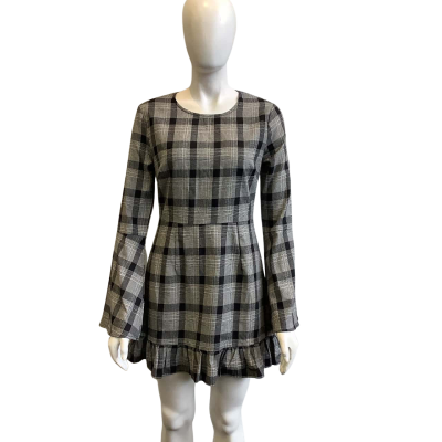Dazie Women's Size 10 Long Sleeve Mini Dress Black & White Checked 