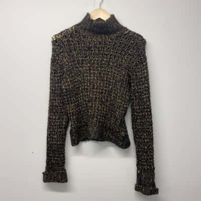 Black and Gold roll neck jumper 