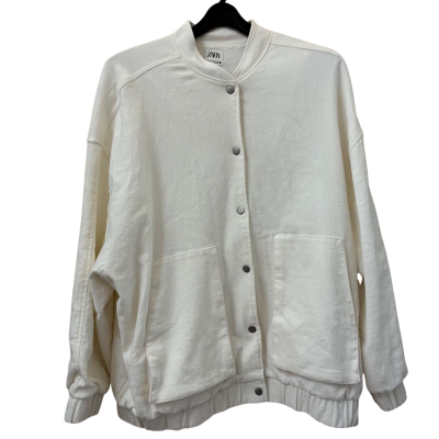 Zara Womens Size L Bomber Jacket White 