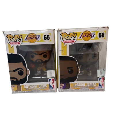 Funko Pop! NBA Lakers x2 - Anthony Davis (65) & LeBron James (66) - New in Boxes