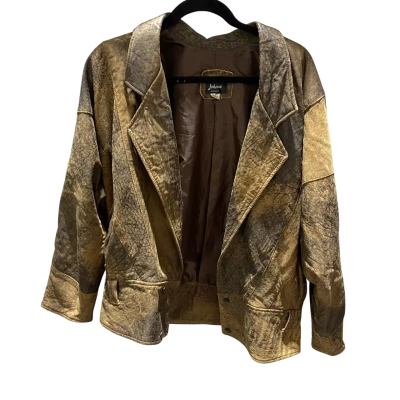 Johenic Womens Size 16 Vintage Leather Jacket Brown   11682604